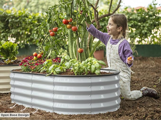 Plant & Plot Galvanized Raised Garden Beds Outdoor // 4×2×1 ft (2-Pack) Planter Raised Beds for Gardening, Vegetables, Flowers // Large Metal Garden Box // Patented Tool-Free Design (Light Gray)