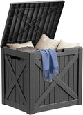 DRATO 32 Gallon Deck Box X pattern, Outdoor Storage Box for Patio Cushion, Garden Tools,Waterproof Patio Storage box, Lockable（Black，32 Gallon）