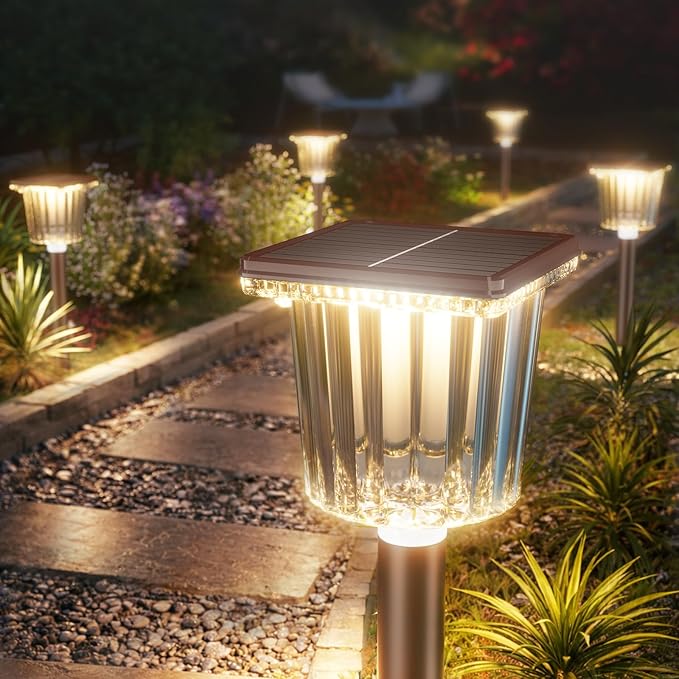 Super Bright Solar Garden Lights Powered 8 Pack,Adjustable Warm&Cool White,Waterproof IP65 Solar Pathway Outdoor Decor Landscape Lighting Outside for Front Yard/Patio/Walkway/Driveway/Lawn/Path Light