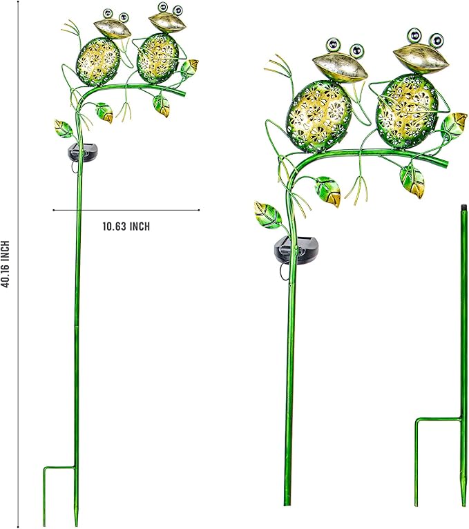 Bshine Outdoor Solar Garden Decorative Frog Lights, Waterproof LED Metal Stake Yard Art for Backyard, Path, Lawn Ornaments for Mom Gifts, Mother's Day Gifts Frog