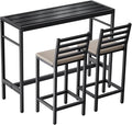 Outdoor Patio Bar Set 3 Piece,50" Rectangular Counter Height High Top Bar Tables, 2 Cushioned 41" Bar Stools, Metal Bar Table and Chairs Set for Poolside, Balcony, Backyard, Porch