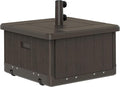Outsunny 3-in-1 Outdoor Umbrella Base, Coffee End Table, Planter Box with Drain Hole, 175 lbs. Capacity Heavy Duty Fillable Patio Umbrella Stand Table with Wheels and Handles for Deck, Poolside, Brown