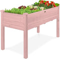 Best Choice Products 48x24x30in Raised Garden Bed, Elevated Wood Planter Box Stand for Backyard, Patio, Balcony w/Bed Liner, 200lb Capacity - Pink