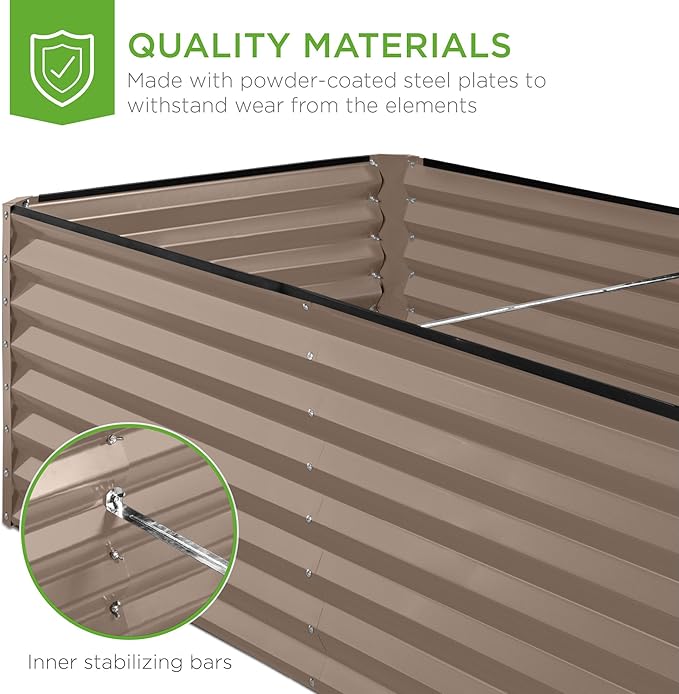 Best Choice Products 6x3x2ft Outdoor Metal Raised Garden Bed, Deep Root Box Planter for Vegetables, Flowers, Herbs, 269 Gallon Capacity, 100% Non Toxic Materials - Taupe