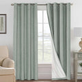 H.VERSAILTEX Linen Blackout Curtains 108 Inches Long 100% Blackout Thermal Insulated Textured Linen Look Curtain Draperies Anti-Rust Grommet, Energy Saving with White Liner, 2 Panels, Green Bay