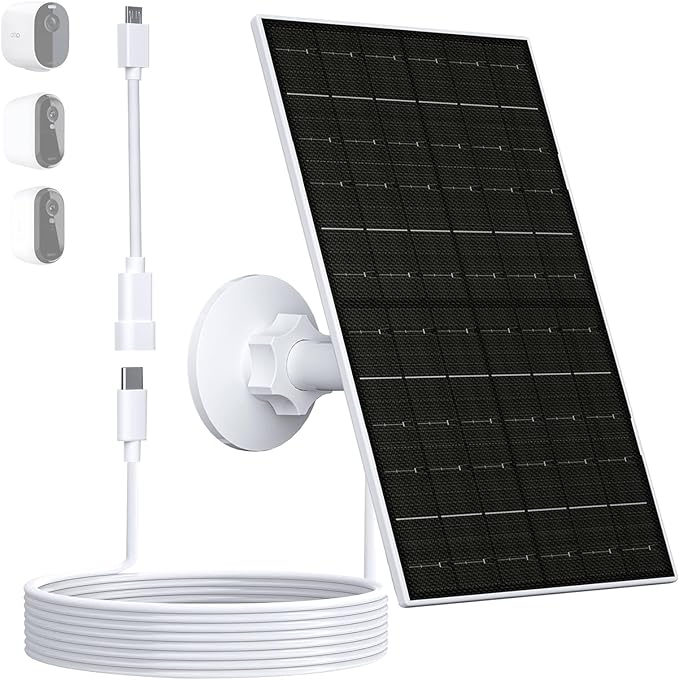 Zivif 7W Solar Panel for Arlo Essential 2K (2nd Gen), Essential XL Spotlight Cameras, USB-C Solar Charger with Micro USB Connector, IP66 Waterproof, 360° Adjustable Mount, 7.2ft Cable