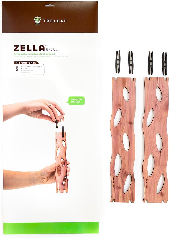 Treleaf Zella Grande Extension Kit - Wooden Extendable Plant Trellis for Indoor Climbing Houseplants - Modular Plant Support