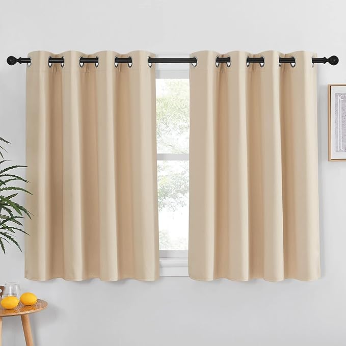 NICETOWN Bedroom Curtain Room Darkening Drapery - Biscotti Beige Room Darkening Curtain Panel for Bedroom, Grommet, 1 Panel, 52 x 45, Thermal Insulated, Privacy Assured