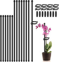Plant Stakes 17inch &11inch SupKing Adjustable Length Plant Support Stake 16Pcs Orchid Sticks with Clips for Indoor Outdoor,Garden Poles for Potted Tomato Amaryllis Vegetables with 20 Ties (Black)