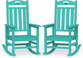 Oversized Outdoor Rocking Chair Set of 2, HDPE All-Weather Patio Rocking Chairs, High Back Outdoor Rocker for Porch, Patio, Lake Blue
