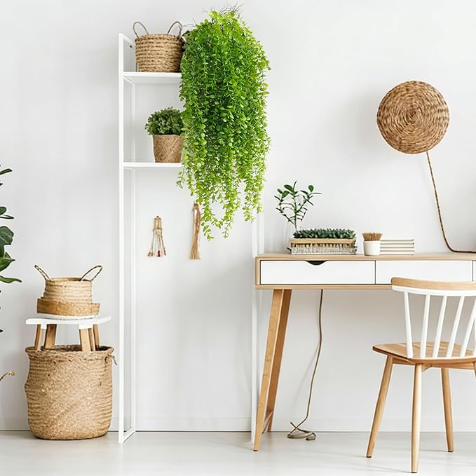 4 Pack Fake Hanging Plants, 38" Artificial Hanging Eucalyptus Plants Greenery Vines UV Resistant Faux Trailing Plants for Indoor Outdoor Wall Shelf Porch Boho Home Patio Decor(4PCS Green)