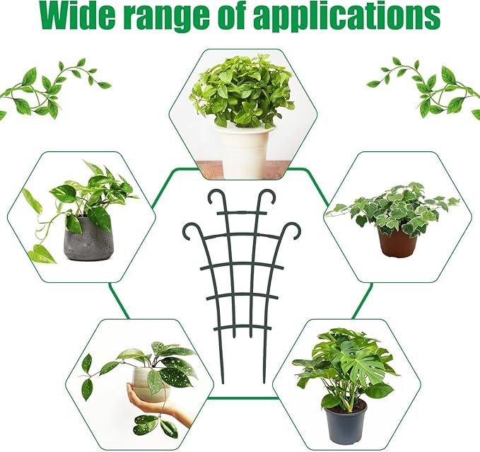 4 Pcs Small Trellis for Potted Plants Plant Trellis Indoor Trellis for Potted Plants Stackable Plastic Plant Support Houseplant for Climbing Indoor Monstera Pothos Ivy Plants Decor