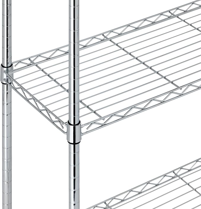 Amazon Basics 5-Shelf Adjustable Heavy Duty Steel Wire Rack, Space Saving Storage Shelving Organizer for Kitchen, Garage, No-Tool Assembly, 350 lbs Weight Capacity, 36" x 14" x 72", Chrome