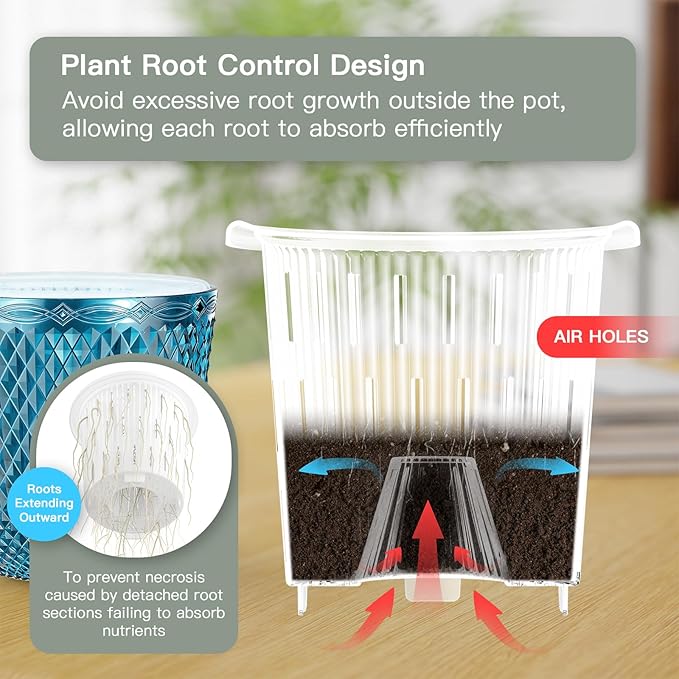 QCQHDU Self Watering Hanging Pots, 2 Pack 7.2 Inch Hanging Planters for Plants Indoor, Outdoor Plant Hanger Flower Pots with Drainage Holes and 3 Hooks Chains for Garden Home (Klein Blue)