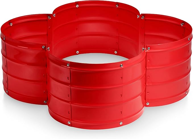 Plant & Plot Galvanized Raised Garden Beds Outdoor // 3×3×1 ft Planter Raised Beds for Gardening, Vegetables, Flowers // Large Metal Garden Box (Red) // Patented Tool-Free Design
