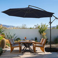 wikiwiki 10ft Patio Umbrella with Base Included, Outdoor Offset Cantilever Umbrella with Sandbag Base for Backyard, Garden and Pool, Easy to Tilt and Crank, Navy Blue