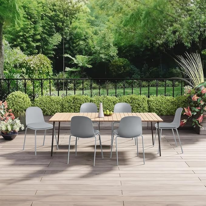 2xhome Modern Stackable Armless Dining Chair | Plastic Shell Seat with Metal Legs | Indoor or Outdoor Use | Home Kitchen Patio (4, Grey, Padded Seat)