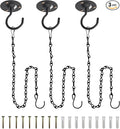 NACETURE Ceiling Hooks for Hanging Plants 3 Pack - Plant Hanger Indoor Hanging Hooks Metal Plant Bracket Iron Lanterns Hangers for Wind Chimes (Black 3 Pack + Chain)