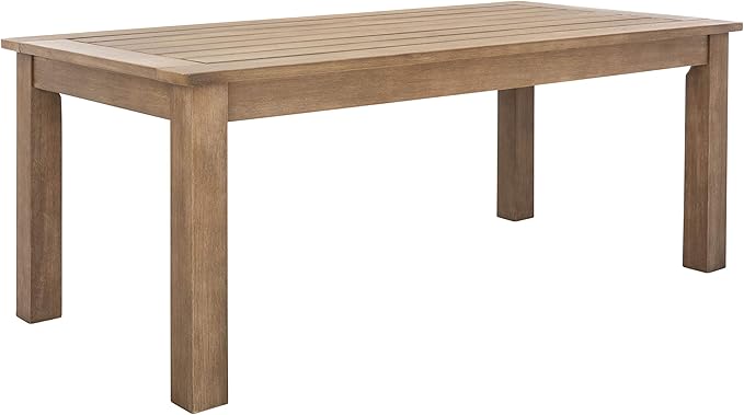 SAFAVIEH Couture Outdoor Patio Furniture Collection – Santa Cruz Coffee Table, Natural Eucalyptus Wood Slatted Top, Modern Outdoor Accent Table (CPT1016A)