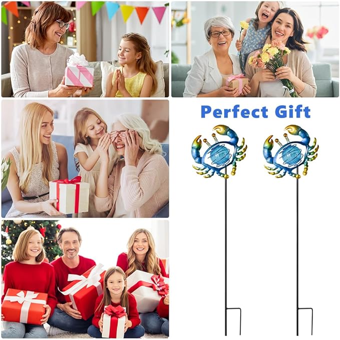 Outdoor Garden Solar Lights,Crab Outdoor Figurine Lights with Stakes,Waterproof Decorative Solar Decor for Patio,Yard,Lawn,Decorative Garden Stakes Present for Mom Women