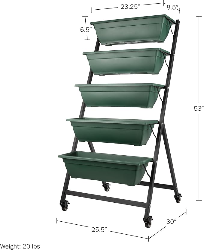 Raised Garden Beds - 5 Tier Vertical Garden Planter - Planters for Outdoor Plants - Gardening and Greenhouse Accessories by Pure Garden (Green)