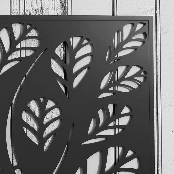 Outsunny Metal Raised Garden Bed with Trellis for Climbing Plants, Freestanding or Wall Mounted Flower Bed with Privacy Panel, Twigs and Leaves Cut-Outs Outdoor Planter Box for Garden, Patio, Balcony