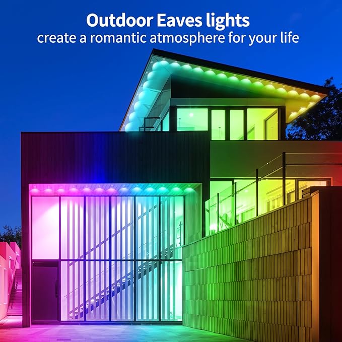 300ft Permanent Outdoor Light, RGB Outdoor eave Light,IP67 Waterproof LED eave Lights,Suitable for Party, Daily,Halloween,Christmas,Rooftop,Garden,Patio（2 Rolls of 150ft）
