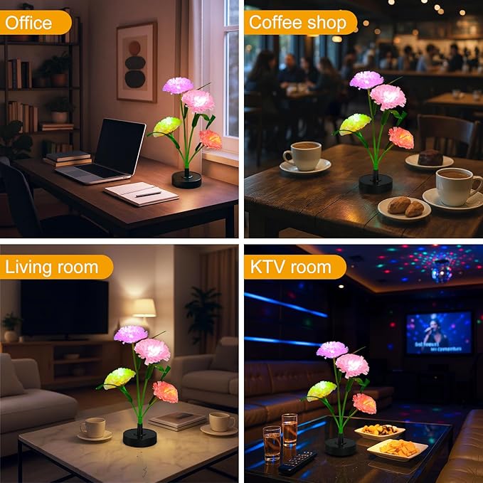 Upgraded Solar Garden Lights, 4 Pack Outdoor Solar Lights, New Round Panel for 40-Hour Runtime, Serve as Outdoor & Indoor Decor, 7-Color Changing Flower Lights, Waterproof for Patio Yard Decoration