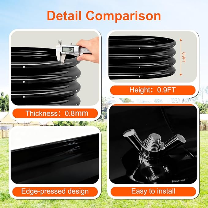 Raised Garden Bed Outdoor 2 Sets Oval Large Coating Metal Planter Box with No Heavy Metal for Vegetables, Flowers, Herbs