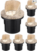 LEONLITE Dia. 4 Inch Well Lights Landscape LED In Ground, Shielded Top, 3000K Warm White, 12-24V AC/DC CRI90 Low Voltage Garden Landscaping, Rock Color Aluminum Housing, Pack of 6