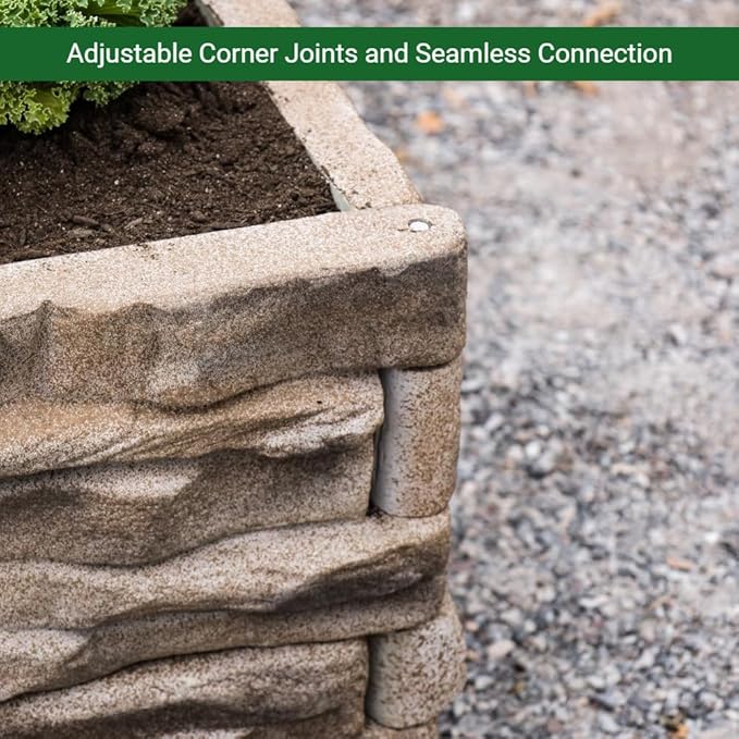 Raised Garden Bed Tan/Brown Ledgestones Composite Polyurethane Natural Look Stone Garden Planter Box (6-Pack)