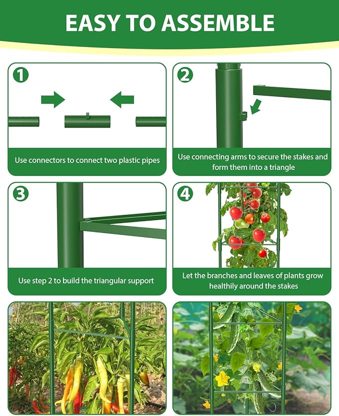 8 Pack Tomato Cages for Garden, 51in*13in Adjustable Tomatoes Plant Stakes Support Cages Trellis, Garden Trellis for Vegetable Flowers Fruits Climbing Plants- 20 Binding Wires Included