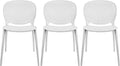 2xhome Set of 3 Patio Dining Chairs | Modern Stackable Outdoor Pool Side Chair | Weather Resistant Plastic for Yard, Porch, Balcony, Kitchen, White