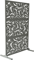 Oakland Living 6 ft. X 4 ft. Grey Freestanding Metal Privacy Screen Room Divider
