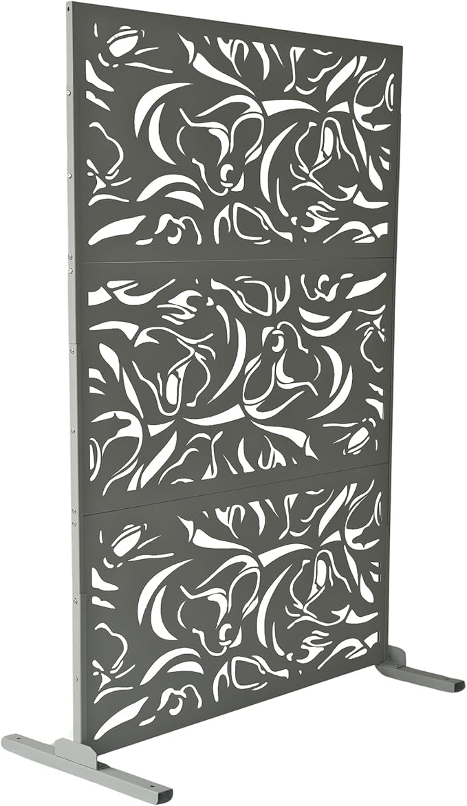 Oakland Living 6 ft. X 4 ft. Grey Freestanding Metal Privacy Screen Room Divider