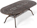 Outdoor Patio Dining Table - All-Weather Cast Aluminum 87" x 28.5“ Oval Patio Table with 2" Umbrella Hole for Balcony Lawn Garden Backyard