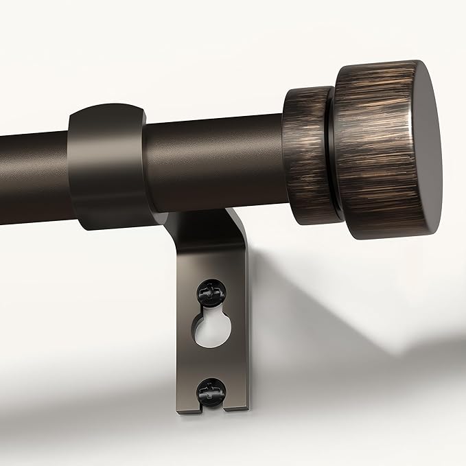 Modern Antique Brown Bronze Curtain Rods for Windows 48 to 84 Inches Adjustable Heavy Duty 1" Diameter Window Rod with Decorative Finials for Outdoor Farmhouse Bedroom Kitchen Living Room
