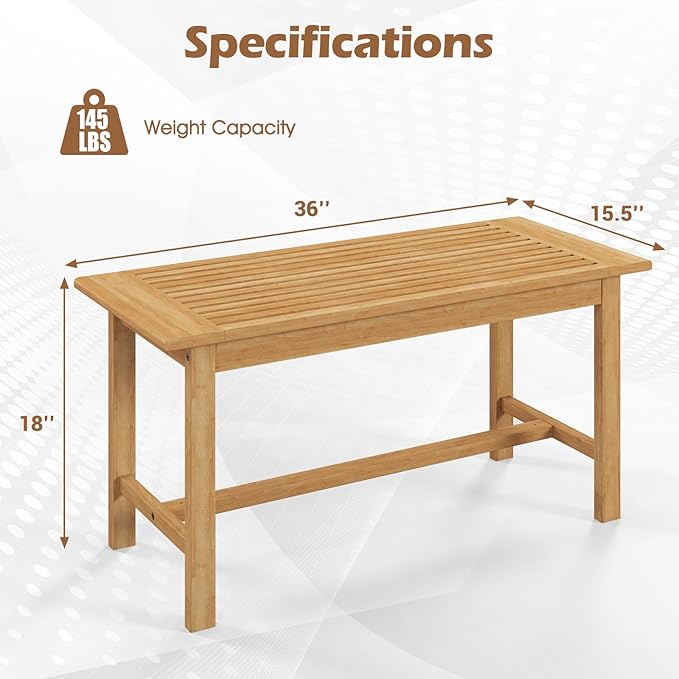 Tangkula 36” Patio Coffee Table, Solid Wood Coffee Table with Slatted Tabletop, Outdoor Rectangular Side Table, Solid Teak Wood Cocktail Tea Table, Home Accent Table for Poolside, Backyard, Garden