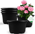 5 Pack 10.5 inch Plant Pots,Planter-Pots-for-Plants，Plastic Flower Pot for Indoor Outdoor Plants with Drainage Holes & Trays, Decorative Garden Containers Sets for Houseplants