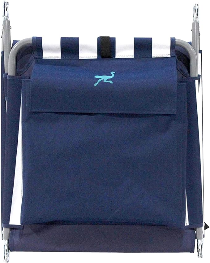 Ostrich the Backpack Chaise Lounge, Folding & Reclining Outdoor Beach Chaise Lounger Chair for Lawn, Pool, Patio, Garden, and Yard, Blue Stripe