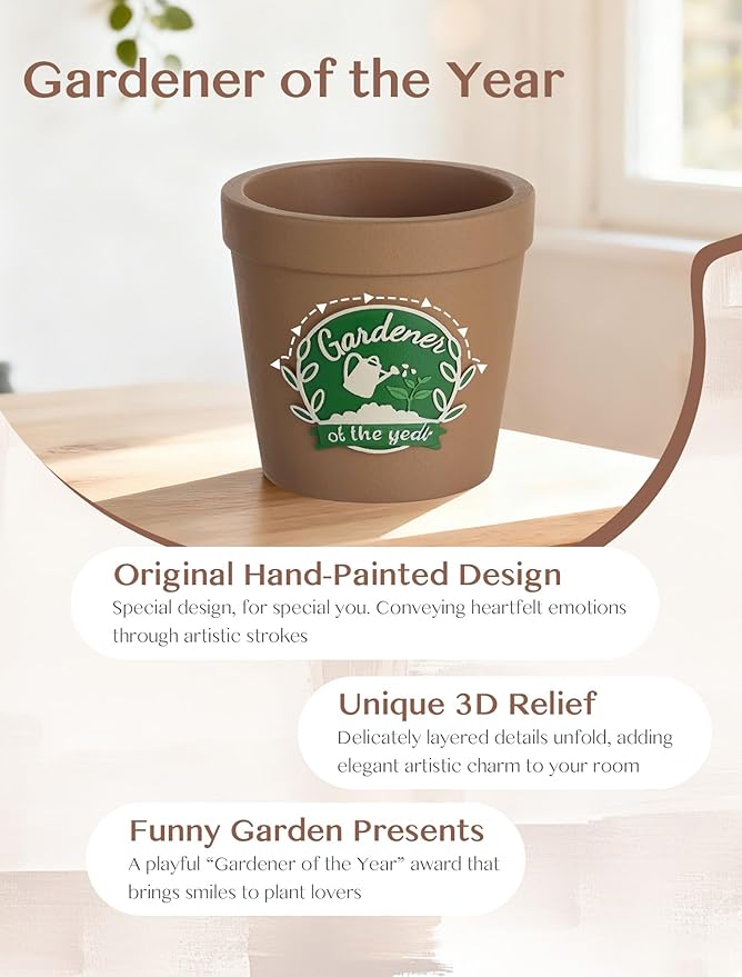 Gardening Gifts for Women: Hand-Painted 3D Art Cute Succulents Planter - Funny Garden Gifts for Plant Lovers Gardeners Mom Grandma - Cool Plant Pot Present for Christmas Birthday Mother's Day