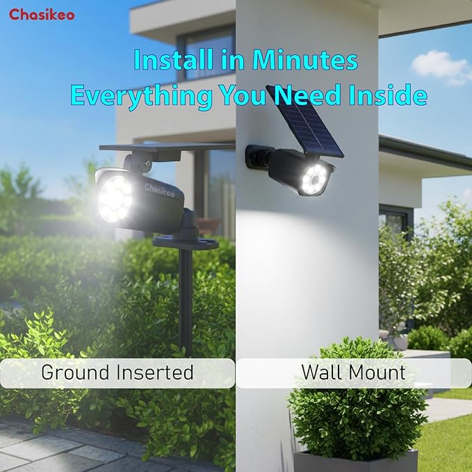 2 Pack Solar Motion Lights Outdoor, Solar Spotlights with Motion Sensor, IP67 Waterproof Solar Power Security Lights, 360° Rotatable for Garden, Yard, Pathway, Fence, Driveway, 1200LM