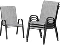 UDPATIO Patio Chairs Set of 4, Stackable Outdoor Dining Chairs with High Back, Breathable Textilene Fabric Outdoor Chair All Weather, 350LBS Capacity for Garden, Backyard (Light Grey)