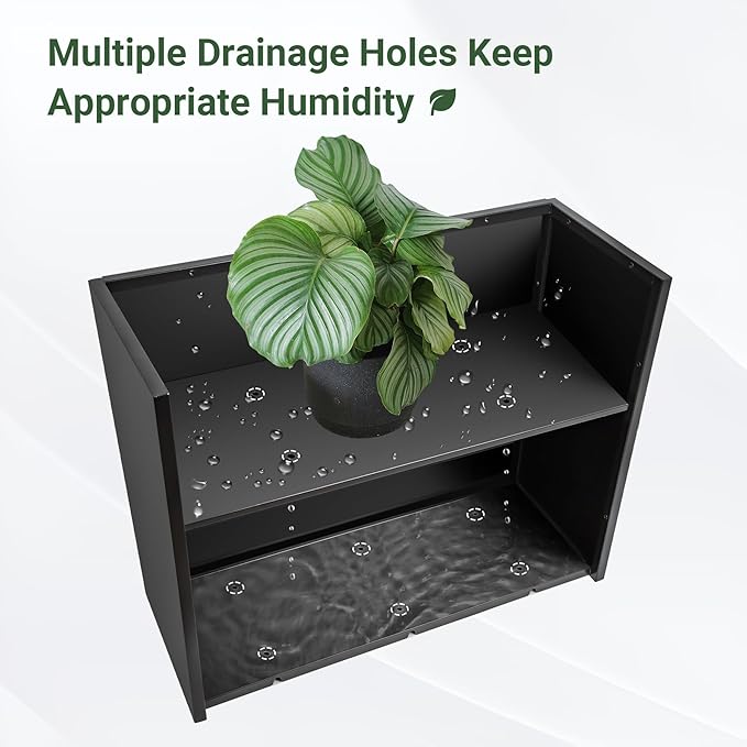 36" Metal Planter Box, Large Rectangular Window Box with Drainage Holes & Rust-Proof Coating, Modern Outdoor/Indoor Flower Box for Balcony, Patio & Herbs, Black