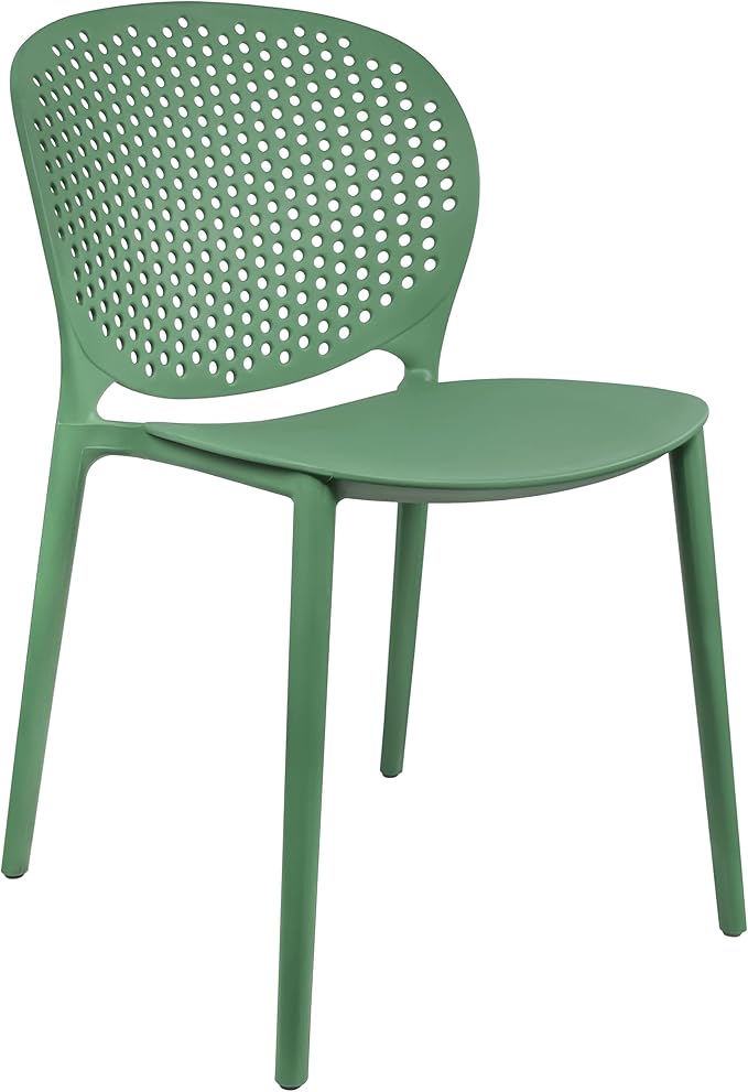 2xhome Set of 3 Patio Dining Chairs | Modern Stackable Outdoor Pool Side Chair | Weather Resistant Plastic for Yard, Porch, Balcony, Kitchen, Green