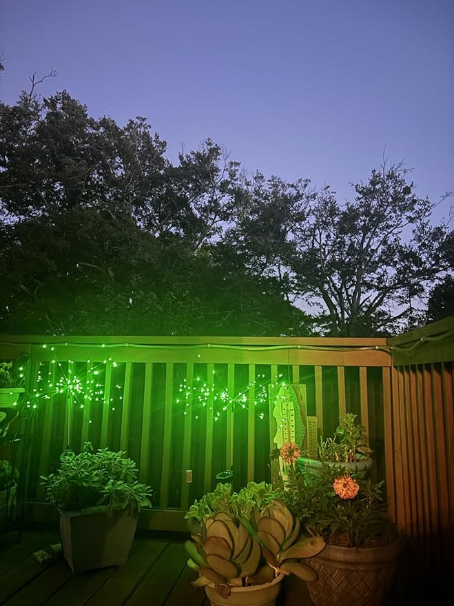 YOTOZU 2 PCS Solar Firework Light, Outdoor Solar Garden Decorative Lights 120 LED Powered 40 Copper Wires String DIY Landscape Light for Walkway Pathway Backyard Decor Parties Perfect Gifts(Green)