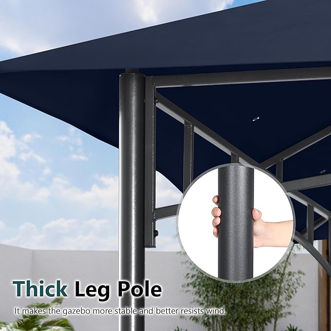 MASTERCANOPY Outdoor Garden Gazebo for Patios with Stable Steel Frame and Netting Walls (11x11,Navy Blue)