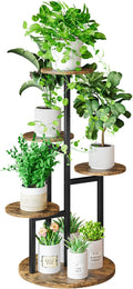 Plant Stand Indoor 5 Tier 8 Potted Multiple Flower Pot Holder for Patio Garden Balcony Living Room Corner (5 Tier Black+Rustic Brown)