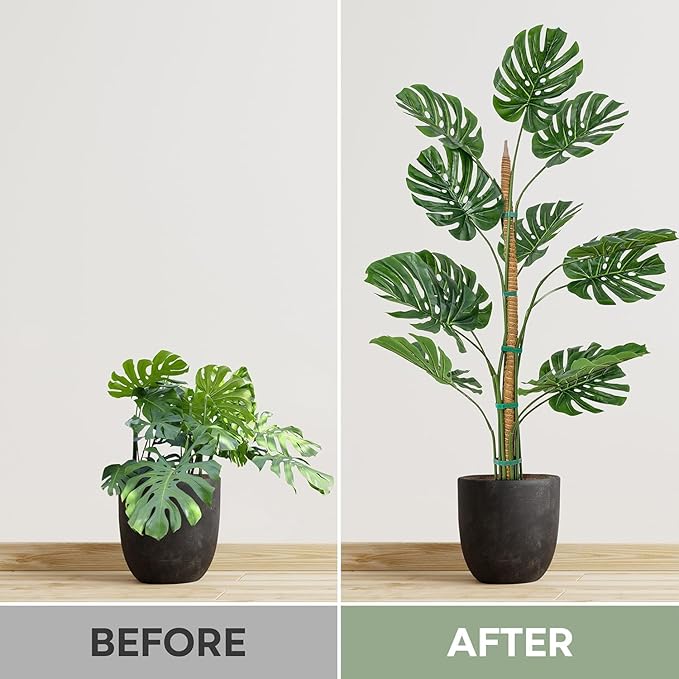 4 Pack 48'' Bendable Moss Pole Monstera Plant Support for Climbing Indoor Plants - Stakes for Potted Climbers - Tall Sticks Indoor Trellis for Houseplants - Accessories for Monstera Pot