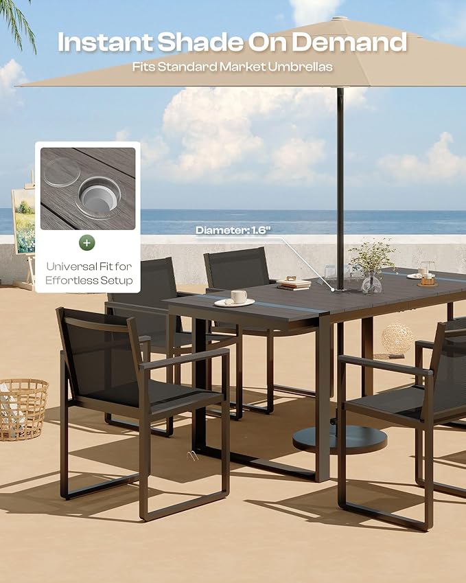 Outdoor Dining Chairs Set of 2, Aluminum Patio Dining Chiars with Textilene Mesh, 2 Piece Outdoor Chiars for Garden, Backyard, Deck (Charcoal)